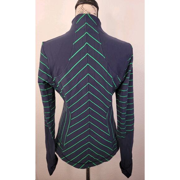 LULULEMON Jacket SZ 6* Forme Full Zip Womens Stripe Inkwell Blue Green Bean - Picture 7 of 9